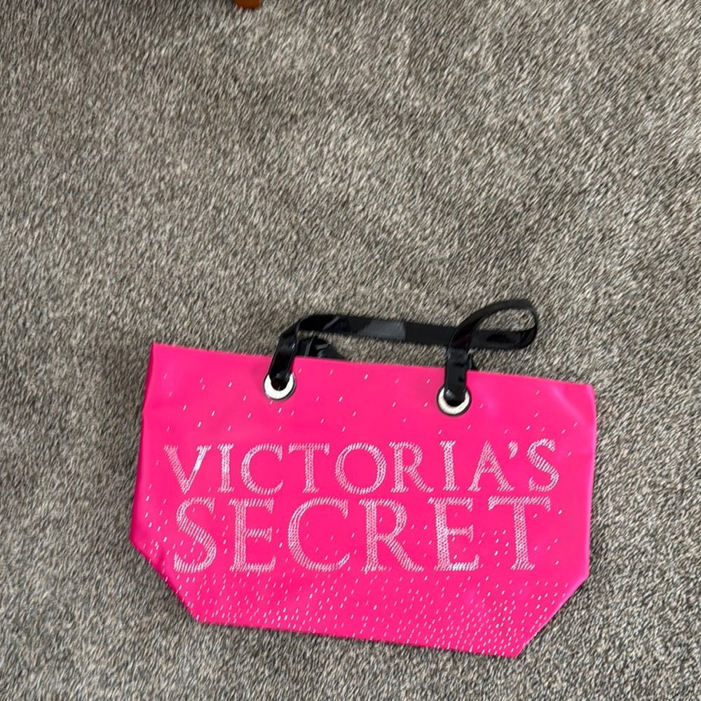 Victoria's Secret Hot Pink Tote with Black Handles